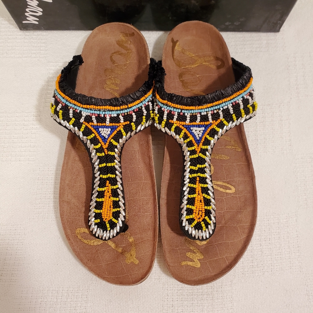 🆕️ SAM EDELMAN CORK FOOTBED, BEADED FLIP-FLOPS